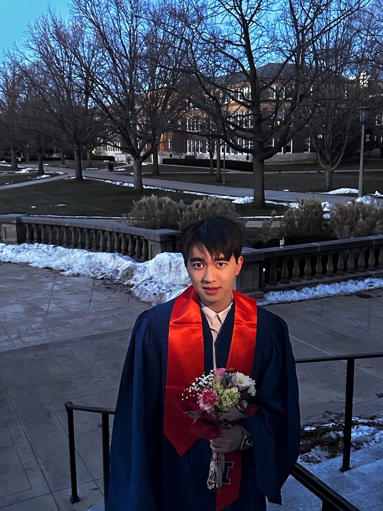 Graduation portrait with flowers